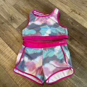 Eddie Bauer girls swim shorts and top size L 14/16
